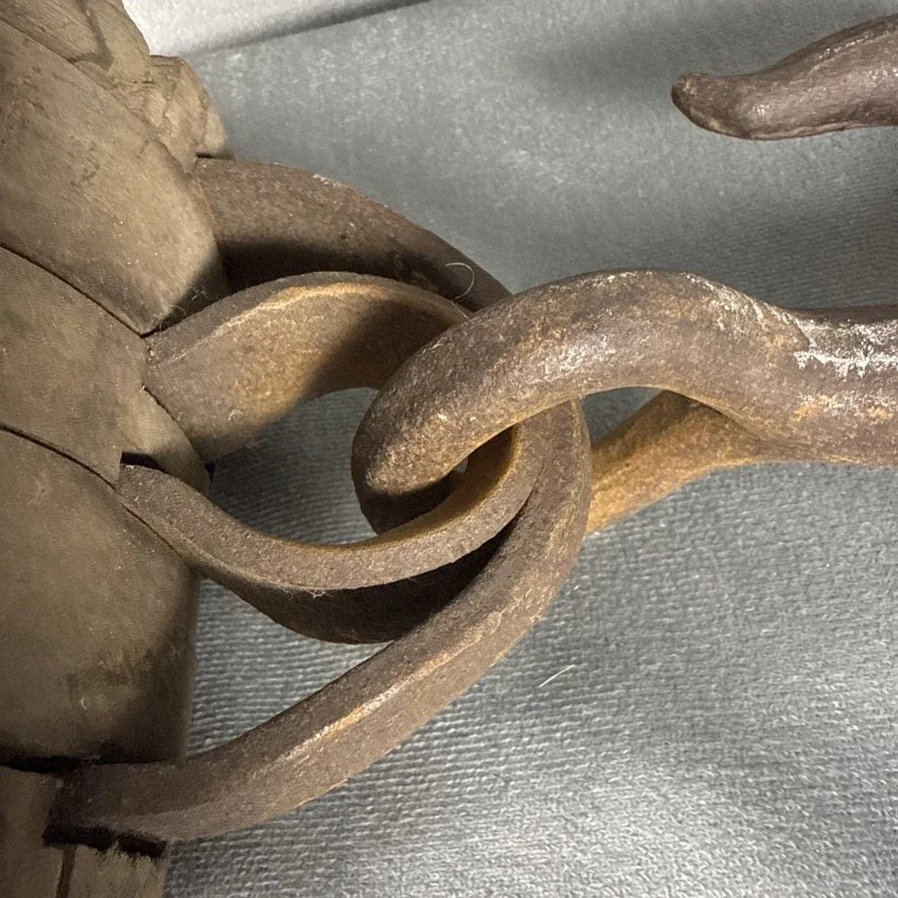 Antique Vintage DOUBLE BLOCK & Tackle Pulley‎ Hook Wood Primitive